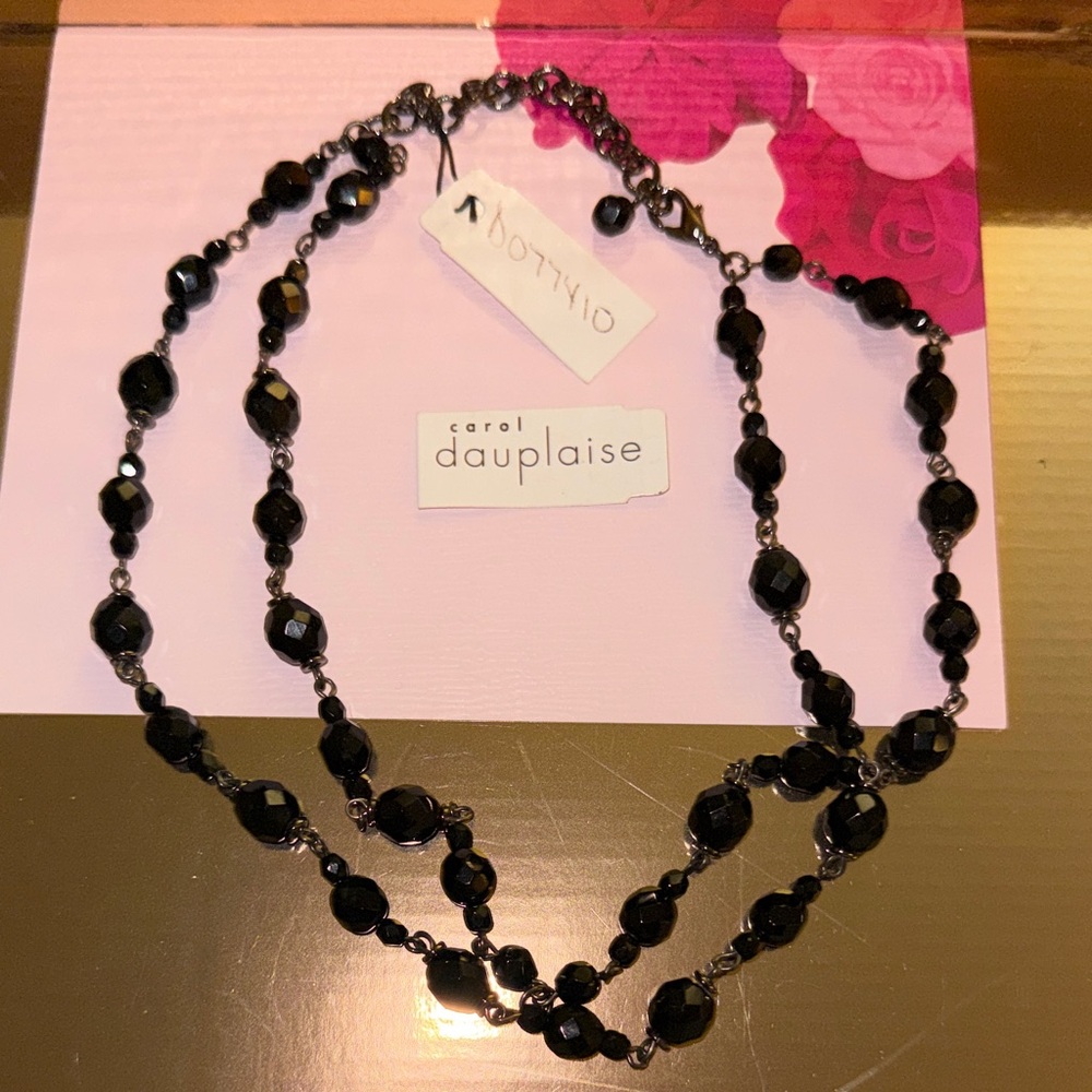New Exquisite Black Beaded Necklace 17 inches with extension. 2 Strands.